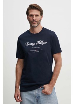Tommy Hilfiger t-shirt bawełniany męski kolor granatowy z aplikacją MW0MW33691 ze sklepu ANSWEAR.com w kategorii T-shirty męskie - zdjęcie 173832384
