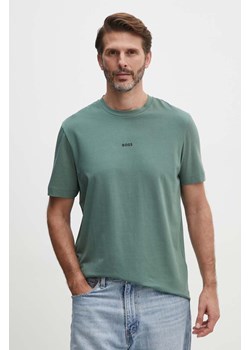 BOSS t-shirt BOSS ORANGE męski kolor zielony gładki 50473278 ze sklepu ANSWEAR.com w kategorii T-shirty męskie - zdjęcie 173832552