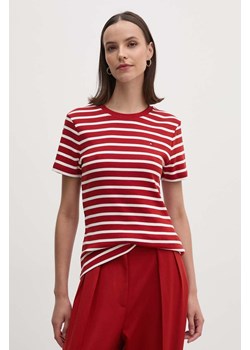 Tommy Hilfiger t-shirt bawełniany damski kolor czerwony ze sklepu ANSWEAR.com w kategorii Bluzki damskie - zdjęcie 173832621