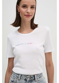 United Colors of Benetton t-shirt bawełniany damski kolor biały ze sklepu ANSWEAR.com w kategorii Bluzki damskie - zdjęcie 173832631