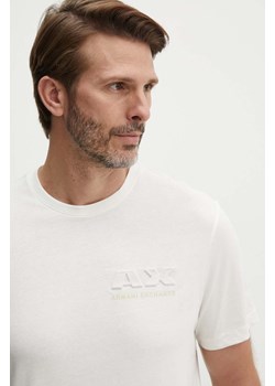 Armani Exchange t-shirt bawełniany męski kolor beżowy z nadrukiem 3DZTAG ZJ9TZ ze sklepu ANSWEAR.com w kategorii T-shirty męskie - zdjęcie 173832670