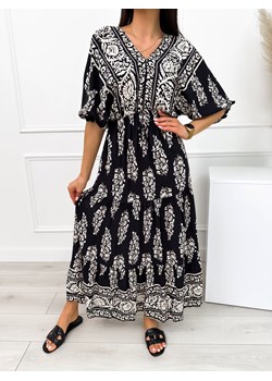 Czarna Wzorzysta Sukienka Maxi ze sklepu ModnaKiecka.pl w kategorii Sukienki - zdjęcie 173832704