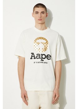 AAPE t-shirt bawełniany Basic Tee męski kolor beżowy z nadrukiem AAPTEM1446XXM ze sklepu PRM w kategorii T-shirty męskie - zdjęcie 173833141
