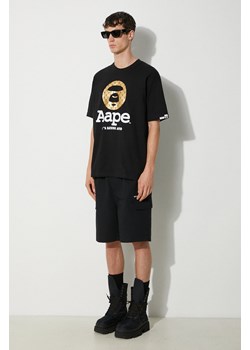 AAPE t-shirt bawełniany Basic Tee męski kolor czarny z nadrukiem AAPTEM1446XXM ze sklepu PRM w kategorii T-shirty męskie - zdjęcie 173833143