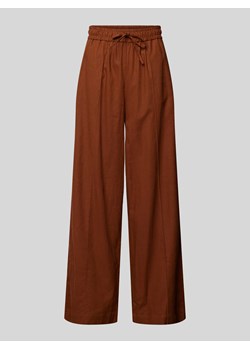 Spodnie lniane z szeroką nogawką z przeszytym kantem model ‘Leena’ ze sklepu Peek&Cloppenburg  w kategorii Spodnie damskie - zdjęcie 173833844