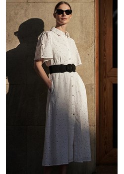 Ażurowa sukienka z wiązaniem w talii biała L-SU-4364, Kolor biały, Rozmiar XS, Moodo ze sklepu Primodo w kategorii Sukienki - zdjęcie 173834882