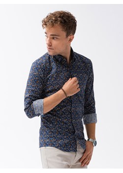 Koszula męska z długim rękawem - niebieska K611 ze sklepu ombre w kategorii Koszule męskie - zdjęcie 173836884