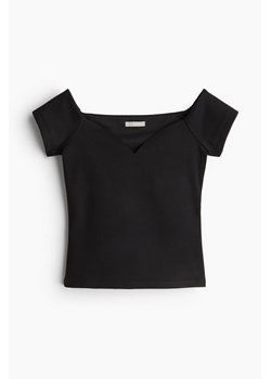H & M - Krótki top z odkrytymi ramionami - Czarny ze sklepu H&M w kategorii Bluzki damskie - zdjęcie 173837561