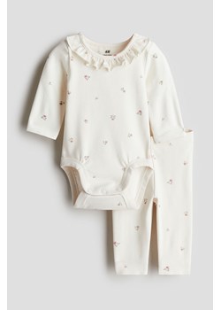 H & M - Komplet z bawełnianego dżerseju 2-częściowy - Biały ze sklepu H&M w kategorii Odzież dla niemowląt - zdjęcie 173837562