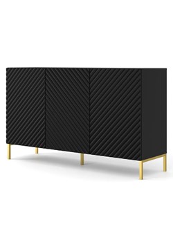 Komoda glamour 150 cm czarny mat + złote nóżki - Resa 3X ze sklepu Edinos.pl w kategorii Komody - zdjęcie 173837883