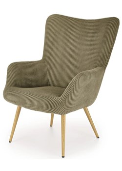 Oliwkowy fotel uszak w stylu skandi  - Costes ze sklepu Edinos.pl w kategorii Fotele - zdjęcie 173837992