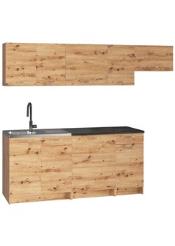 Komplet 7 szafek kuchennych 240 cm dąb artisan S6-F87 ze sklepu Edinos.pl w kategorii Meble kuchenne - zdjęcie 173838041