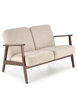 Drewniana beżowa tapicerowana sofa retro - Alexander 4X ze sklepu Edinos.pl w kategorii Sofy i kanapy - zdjęcie 173838350