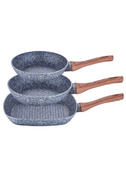 Komplet 3 aluminiowych patelni z powłoką granitową T8-S01 ze sklepu Edinos.pl w kategorii Naczynia - zdjęcie 173838391