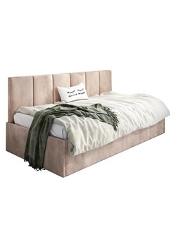 Beżowe welwetowe łóżko sofa Barnet 7X - 3 rozmiary ze sklepu Edinos.pl w kategorii Łóżka i materace - zdjęcie 173839853