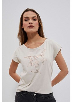 Bawełniana bluzka z nadrukiem ze sklepu Moodo.pl w kategorii Bluzki damskie - zdjęcie 173841051