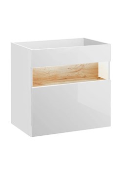 Podwieszana szafka pod umywalkę Monako 2X 60 cm - Biały połysk ze sklepu Edinos.pl w kategorii Szafki i regały łazienkowe - zdjęcie 173843392