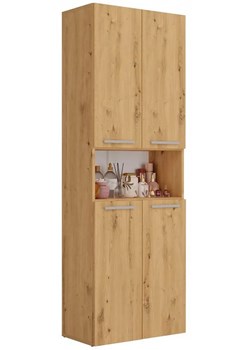Regał łazienkowy z 2 koszami na pranie dąb artisan Ibis ze sklepu Edinos.pl w kategorii Szafki i regały łazienkowe - zdjęcie 173843611
