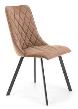 Beżowe pikowane krzesło welurowe  - Zoxe ze sklepu Edinos.pl w kategorii Krzesła - zdjęcie 173843622