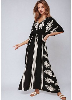 Czarna Bawełniana Sukienka o Taliowanym Kroju z Gumką w Pasie Rivanue ze sklepu Born2be Odzież w kategorii Sukienki - zdjęcie 173843881