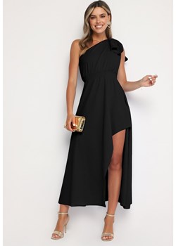 Czarna Koktajlowa Asymetryczna Sukienka z Kokardą na Ramieniu Vimarellia ze sklepu Born2be Odzież w kategorii Sukienki - zdjęcie 173843941