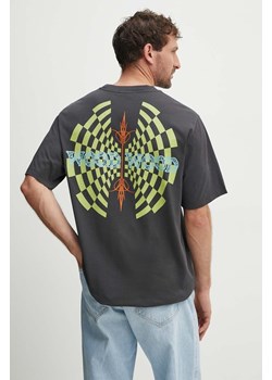 Wood Wood t-shirt bawełniany Haider Tribe męski kolor szary z nadrukiem 12415705.2507 ze sklepu ANSWEAR.com w kategorii T-shirty męskie - zdjęcie 173847611