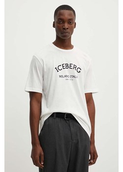 Iceberg t-shirt bawełniany kolor beżowy z nadrukiem ze sklepu ANSWEAR.com w kategorii T-shirty męskie - zdjęcie 173851590