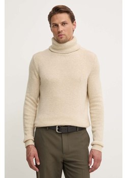 American Vintage sweter z domieszką wełny męski kolor beżowy lekki z golferm MFAL18BH24 ze sklepu ANSWEAR.com w kategorii Swetry męskie - zdjęcie 173852021