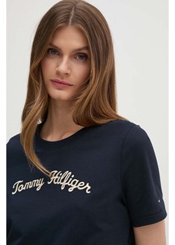 Tommy Hilfiger t-shirt bawełniany damski kolor granatowy WW0WW42589 ze sklepu ANSWEAR.com w kategorii Bluzki damskie - zdjęcie 173852042