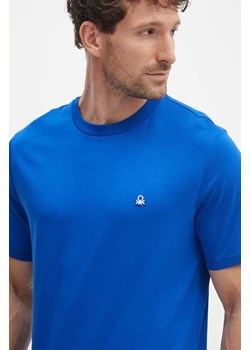 United Colors of Benetton t-shirt bawełniany męski kolor niebieski gładki ze sklepu ANSWEAR.com w kategorii T-shirty męskie - zdjęcie 173852282