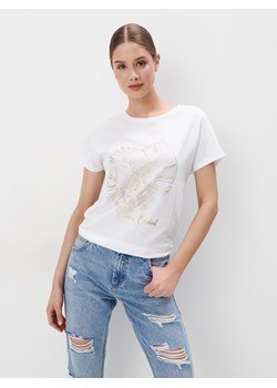 Mohito - T-shirt z błyszczącym nadrukiem - biały ze sklepu Mohito w kategorii Bluzki damskie - zdjęcie 173854691