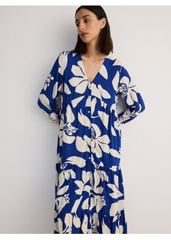 Reserved - Sukienka midi z wiskozy - niebieski ze sklepu Reserved w kategorii Sukienki - zdjęcie 173855154