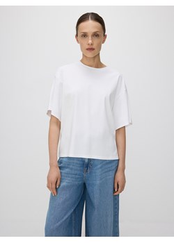 Reserved - T-shirt oversize z merceryzowanej bawełny - biały ze sklepu Reserved w kategorii Bluzki damskie - zdjęcie 173855630