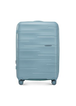 Duża walizka z polipropylenu w tłoczone paski niebieska ze sklepu WITTCHEN w kategorii Walizki - zdjęcie 173855884