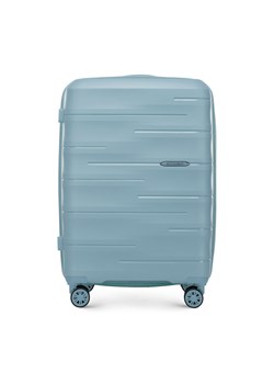 Średnia walizka z polipropylenu w tłoczone paski niebieska ze sklepu WITTCHEN w kategorii Walizki - zdjęcie 173855903