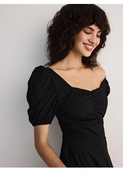 Reserved - Sukienka midi z bufiastymi rękawami - czarny ze sklepu Reserved w kategorii Sukienki - zdjęcie 173856060