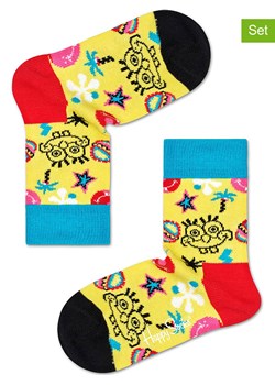 Happy Socks Skarpety (2 pary) &quot;SpongeBob&quot; w kolorze żółtym ze wzorem ze sklepu Limango Polska w kategorii Skarpetki dziecięce - zdjęcie 173857400