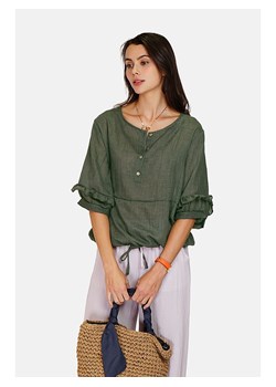Le Jardin du Lin Lniana bluzka w kolorze khaki ze sklepu Limango Polska w kategorii Bluzki damskie - zdjęcie 173857732