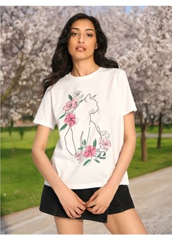 Sinsay - Koszulka z nadrukiem - biały ze sklepu Sinsay w kategorii Bluzki damskie - zdjęcie 173858871