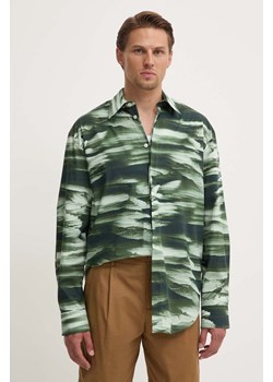 MSGM koszula bawełniana męska kolor zielony regular z kołnierzykiem klasycznym 3740ME19.247550 ze sklepu ANSWEAR.com w kategorii Koszule męskie - zdjęcie 173859810