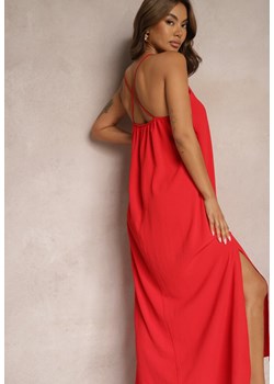 Czerwona Sukienka na Ramiączkach o Taliowanym Kroju Rivatta ze sklepu Renee odzież w kategorii Sukienki - zdjęcie 173860344