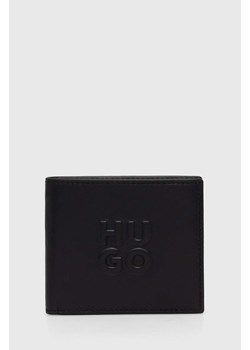 HUGO portfel skórzany męski kolor czarny 50523700 ze sklepu ANSWEAR.com w kategorii Portfele męskie - zdjęcie 173861810