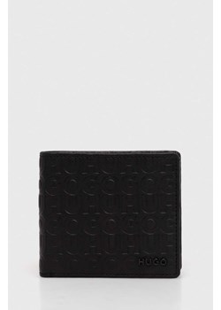 HUGO portfel skórzany męski kolor czarny 50523718 ze sklepu ANSWEAR.com w kategorii Portfele męskie - zdjęcie 173861823