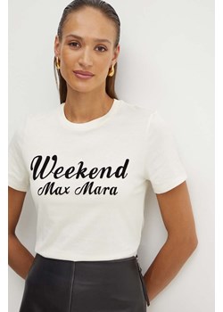 Weekend Max Mara t-shirt bawełniany damski kolor beżowy 2425976031600 ze sklepu ANSWEAR.com w kategorii Bluzki damskie - zdjęcie 173861911