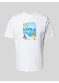 T-shirt z prążkowanym okrągłym dekoltem ze sklepu Peek&Cloppenburg  w kategorii T-shirty męskie - zdjęcie 173864171
