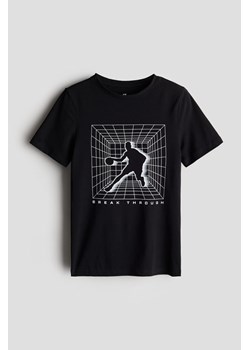 H & M - Bawełniany T-shirt z nadrukiem - Czarny ze sklepu H&M w kategorii T-shirty chłopięce - zdjęcie 173864433