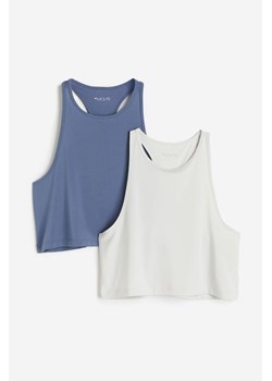 H & M - Krótka koszulka sportowa DryMove 2-pak - Szary ze sklepu H&M w kategorii Bluzki damskie - zdjęcie 173864442