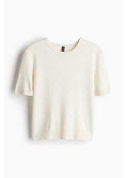 H & M - T-shirt z delikatnej dzianiny - Beżowy ze sklepu H&M w kategorii Bluzki damskie - zdjęcie 173864523
