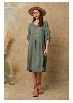 Joséfine Lniana sukienka &quot;Cadence&quot; w kolorze khaki ze sklepu Limango Polska w kategorii Sukienki - zdjęcie 173866324