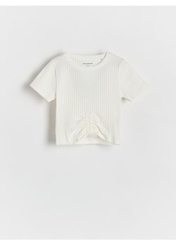 Reserved - T-shirt ze ściągaczem - złamana biel ze sklepu Reserved w kategorii Bluzki dziewczęce - zdjęcie 173870041